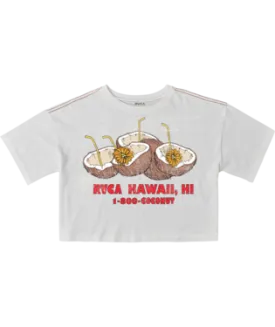 RVCA Happy Hour Boyfriend Crop Tee - Vintage White