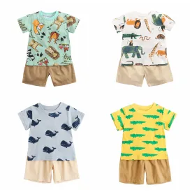 Sanlutoz Cartoon Jungen Kleidung Sets Sommer Kurzarm Baumwolle Baby