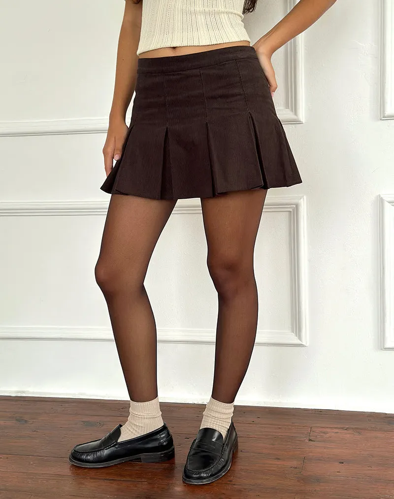 Sejuani Cord Mini Skirt in Bitter Chocolate Brown