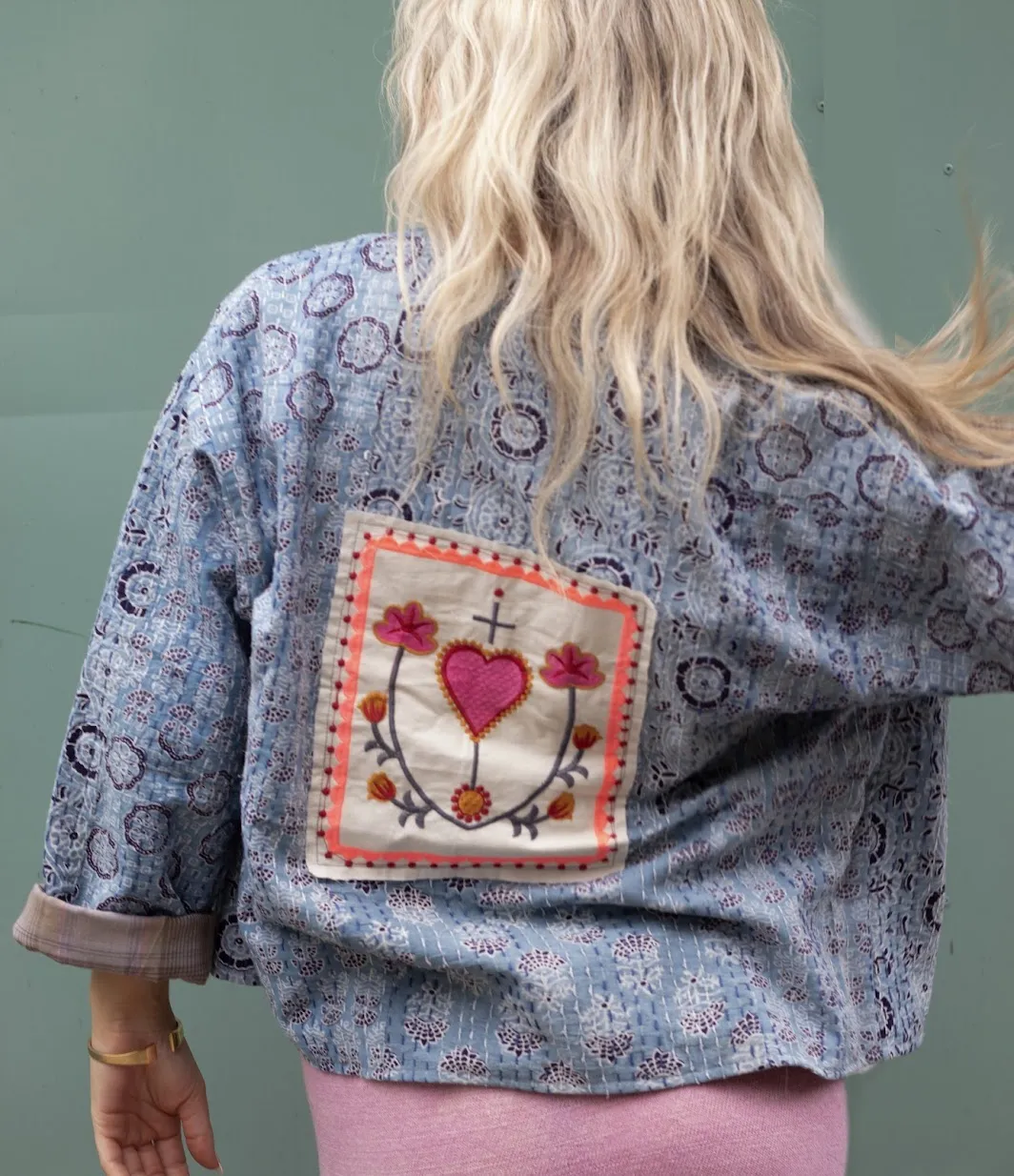 Short Kantha Jacket – Blue