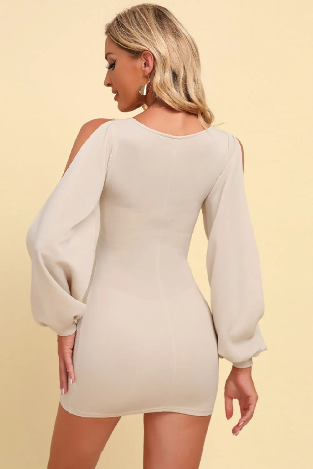 Square Neck Split Sleeve Mini Dress - 2 colors