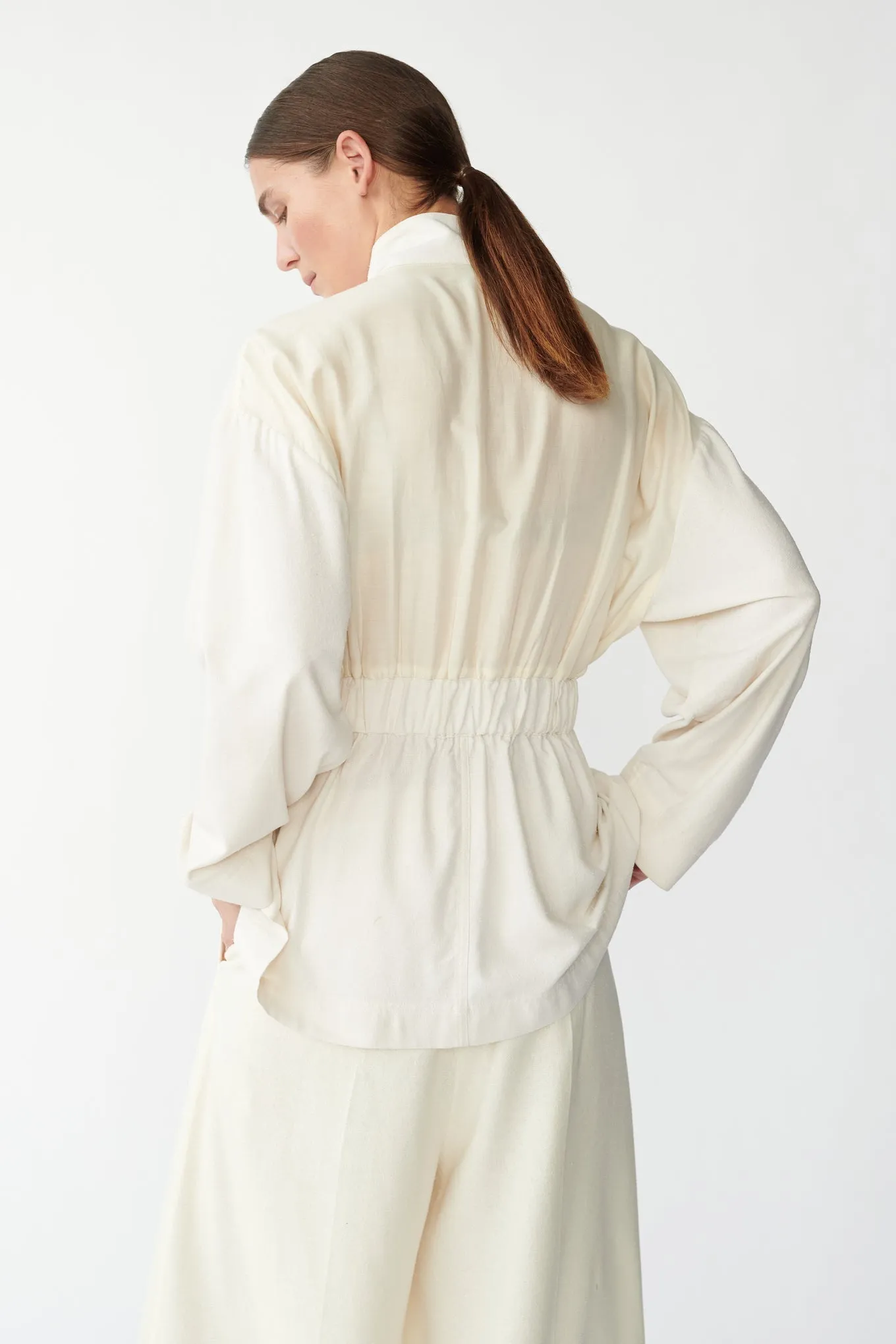 STEVIE SHIRT JACKET - OFF WHITE - RAW SILK & SILK/COTTON