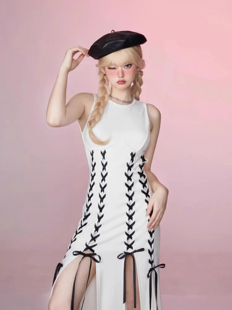 Tied Sleeveless Split Dresses【s0000006348】