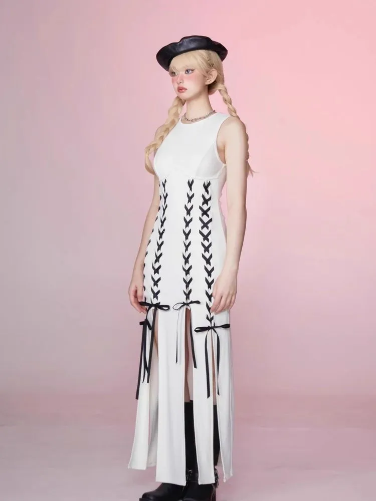 Tied Sleeveless Split Dresses【s0000006348】