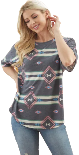 Western Print Top