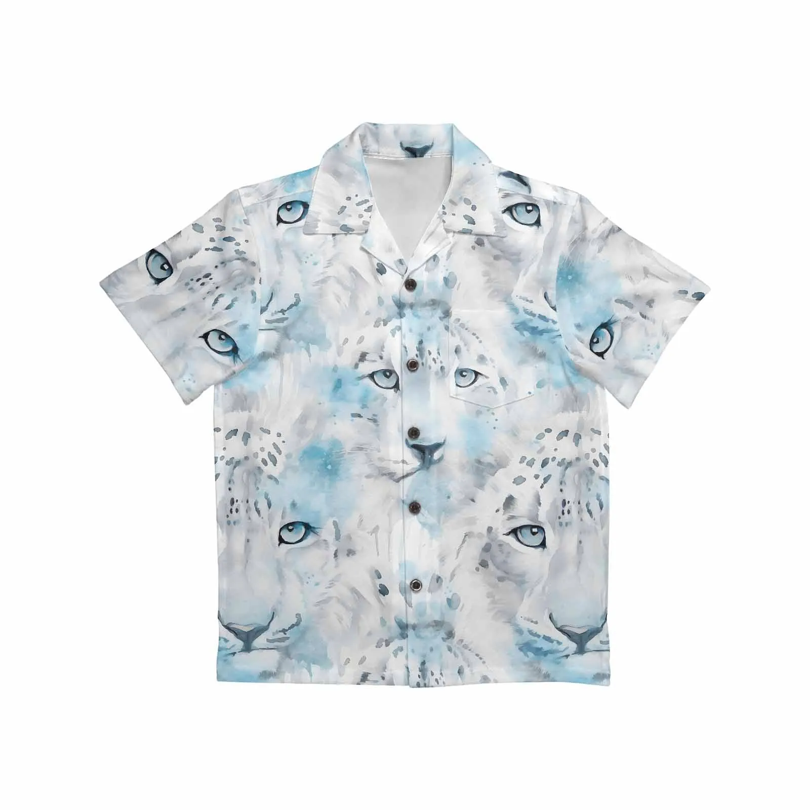 White Leopard  Little Boys Hawaiian Shirt