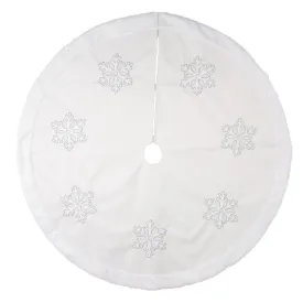 White Tree Skirt with Silver Snowflakes