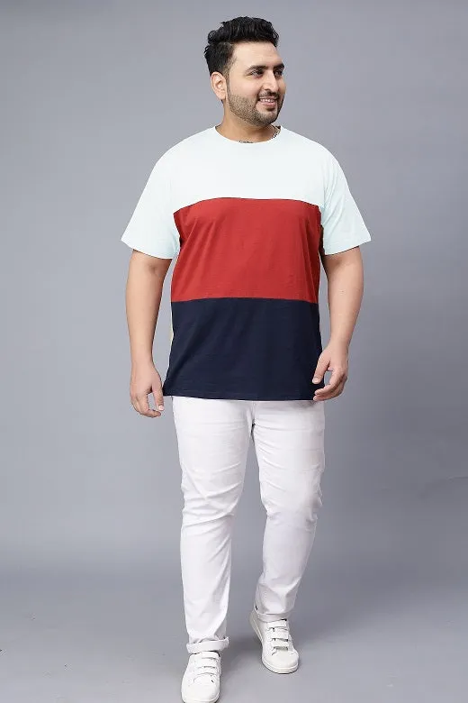 White Triple Color Block Plus Size T-shirt