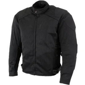 Xelement CF2157 Men's 'Caliber' Black Mesh Motorcycle Jacket with